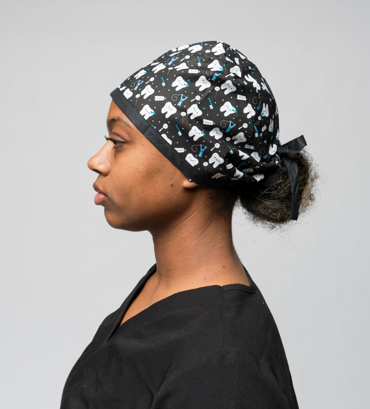 Black Dental Full Coverage Scrub Cap