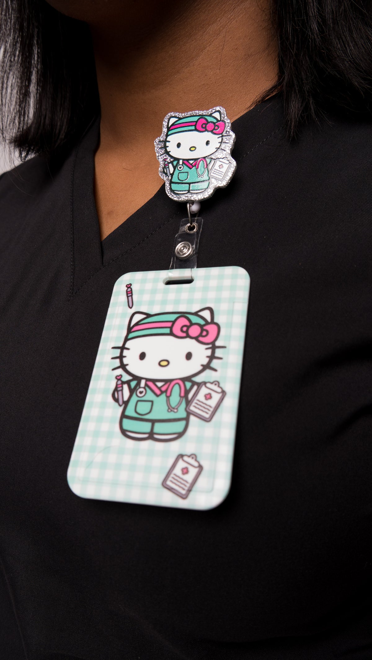 Teal Hello Kitty Charting ID Cover & Badge Reel Set